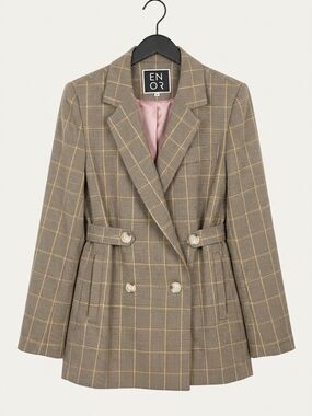 Enor Brown Blazer with Waist Tabs